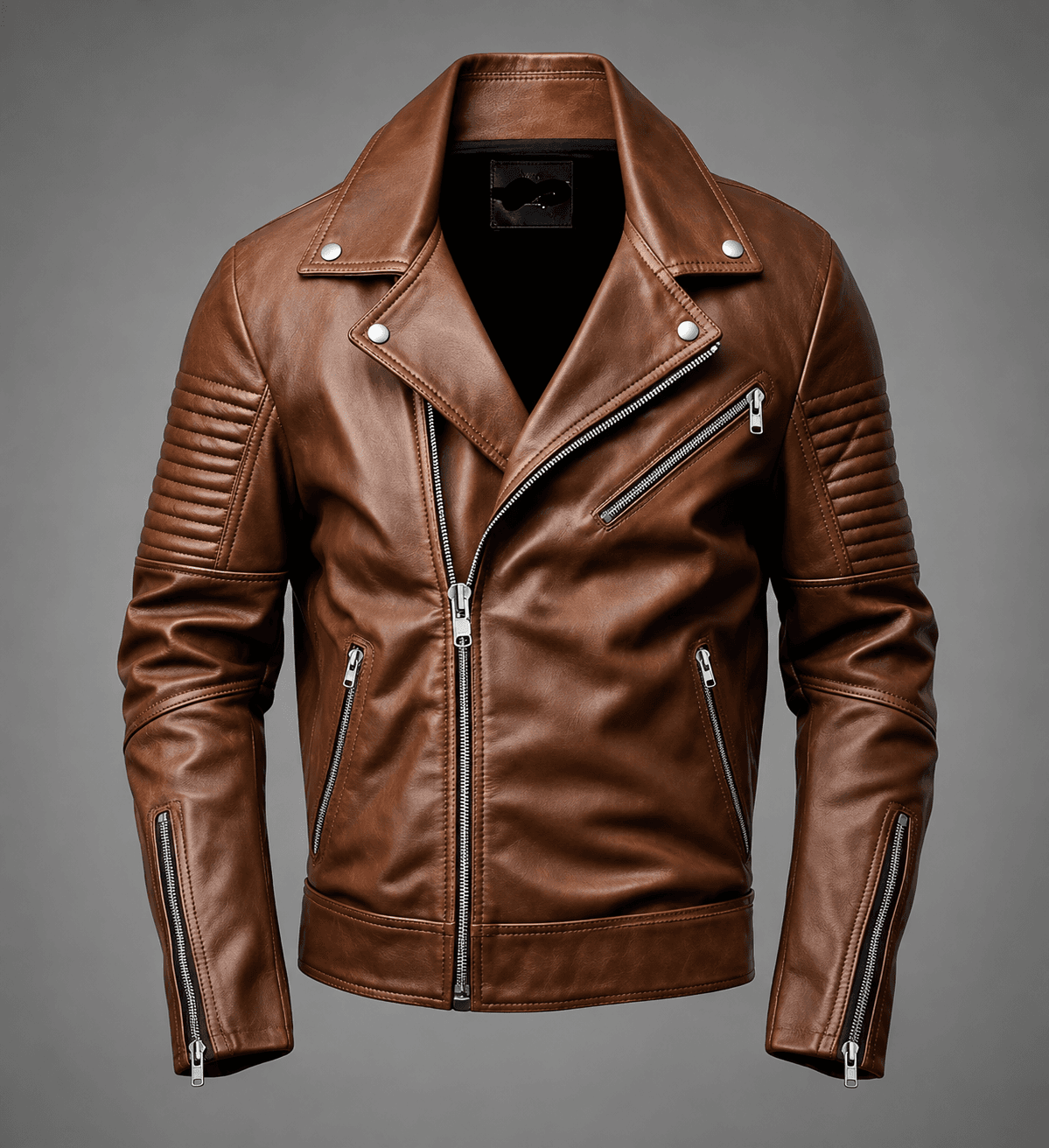Brown Leather Biker Jacket For Men’s