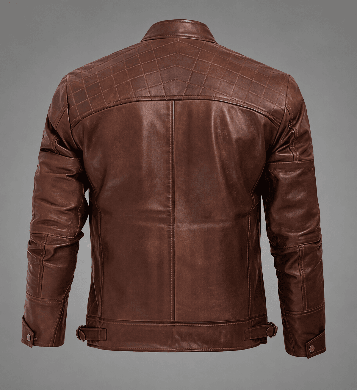 Men’s Brown Quilted Café Racer Leather Jacket